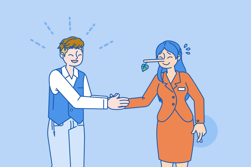 A featured image of an applicant being lied to by a hiring manager