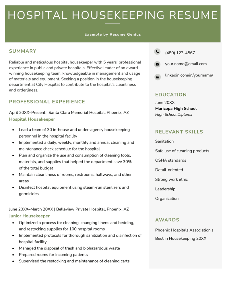 Housekeeping Resume Example Writing Tips Resume Geniu - vrogue.co