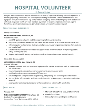 Hospital Volunteer Resume Sample - Hospital Volunteer Resume Sample 280x362 