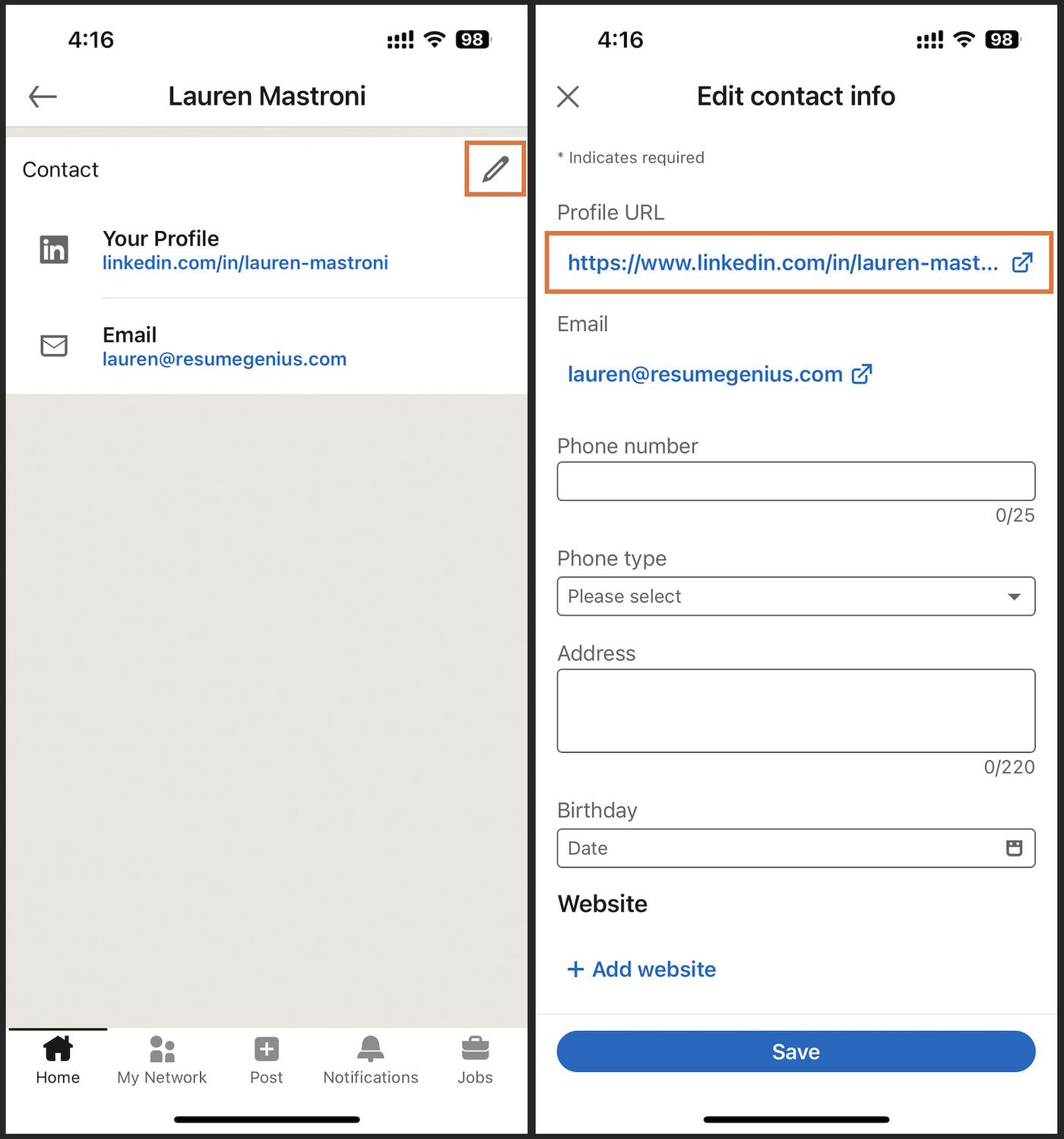 A screenshot of the LinkedIn