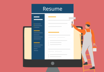 A resume on an orange background as a featured image for an article on how to improve your resume