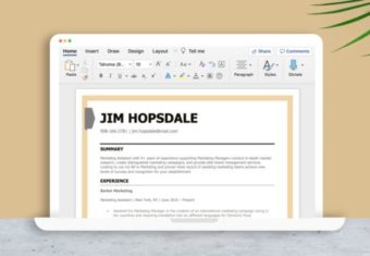 An example showing someone making a resume on Word