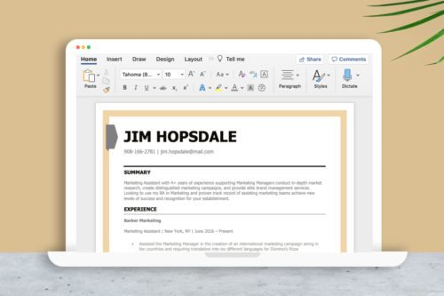 build a resume on word