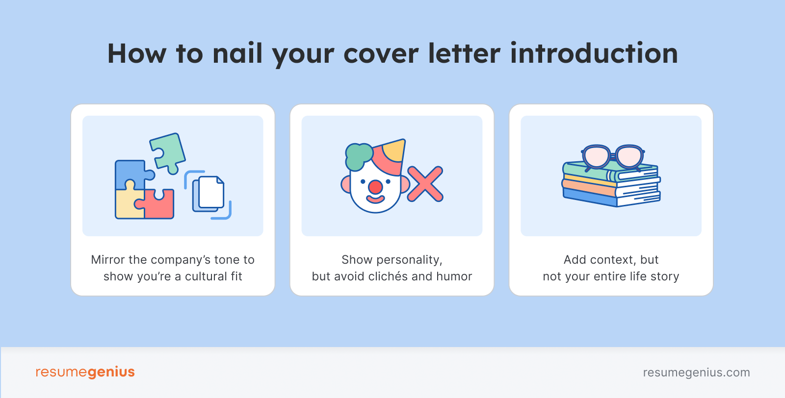 An infographic showing how to nail your cover letter introduction.