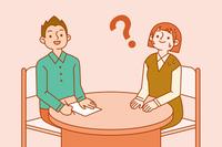A job interview with a nervous-looking candidate.