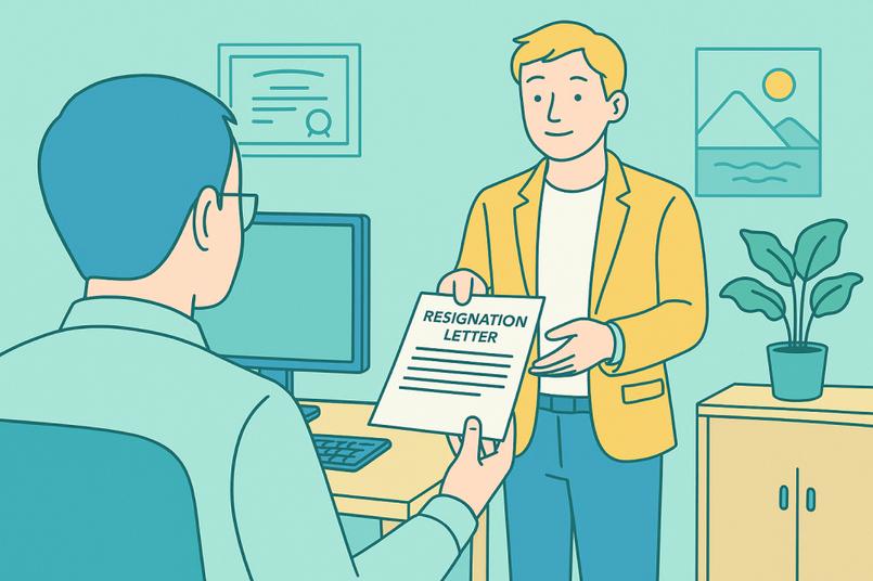 A person resigning from their job.