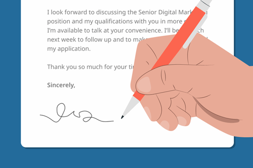 illustration of a cover letter being signed