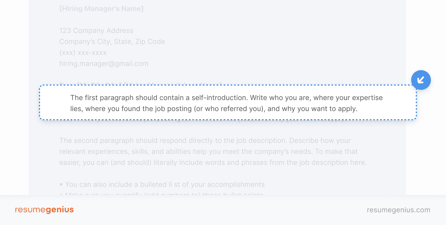 An image showing you how to write the opening paragraph of your cover letter