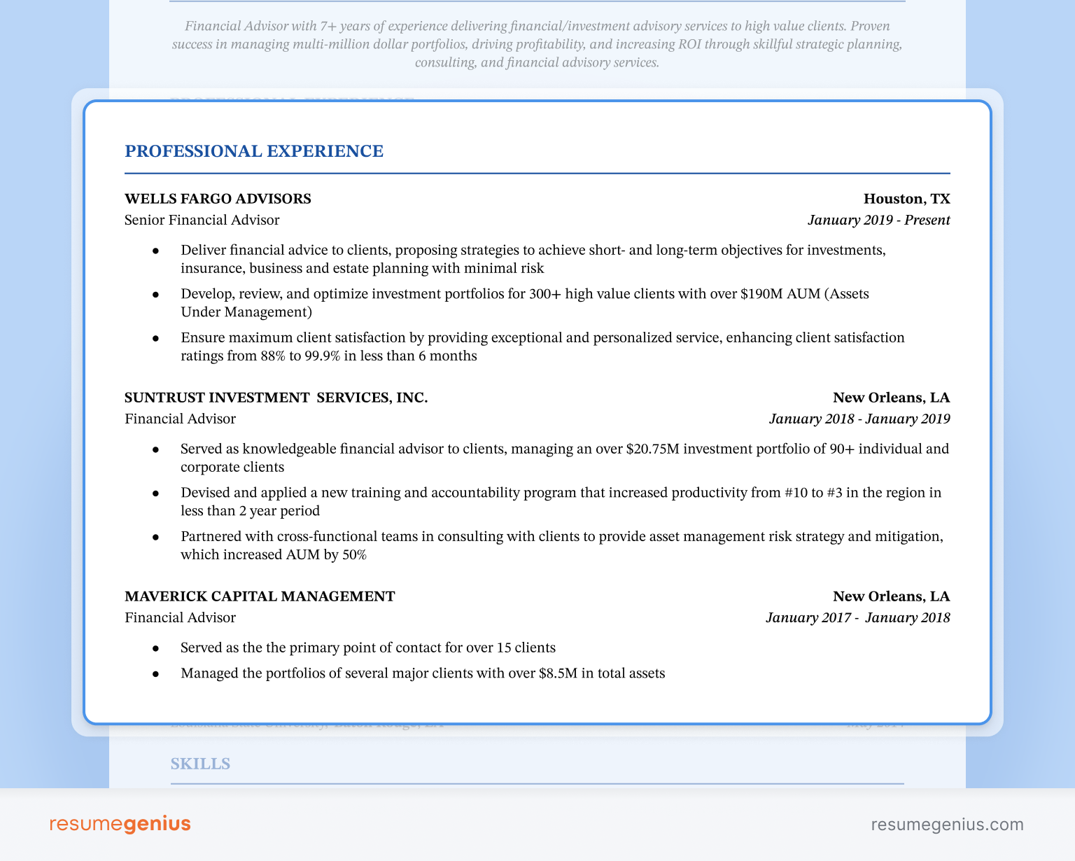 An example of how to write a cv work experience section