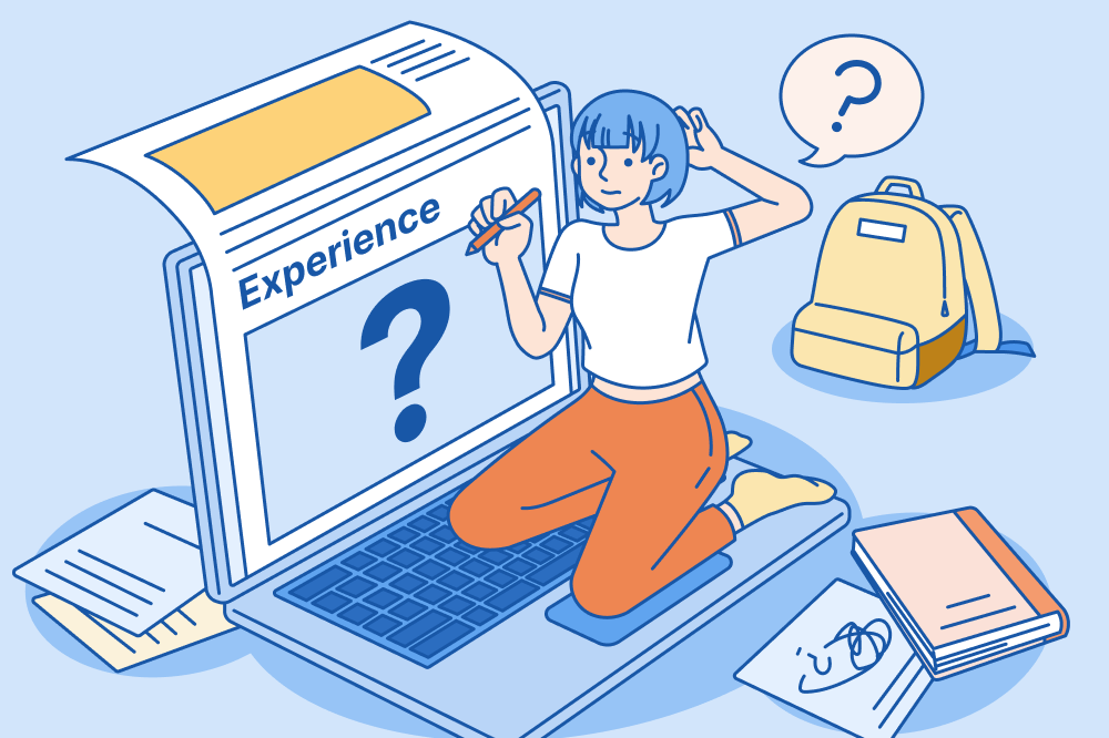 A young job seeker writing her first resume with no experience