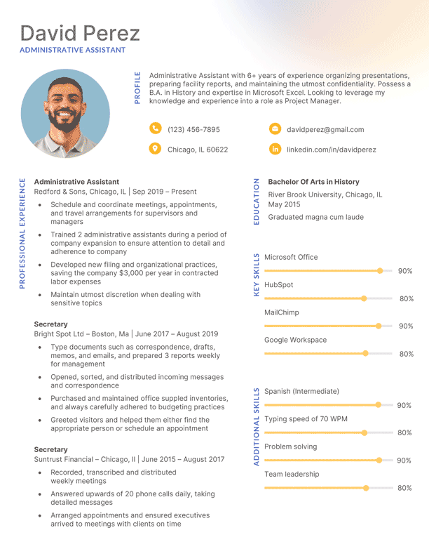 The Tech resume template in blue and yellow