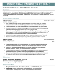 Engineering Job Resume Samples