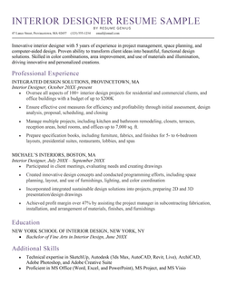 Interior Design Resume Sample Template