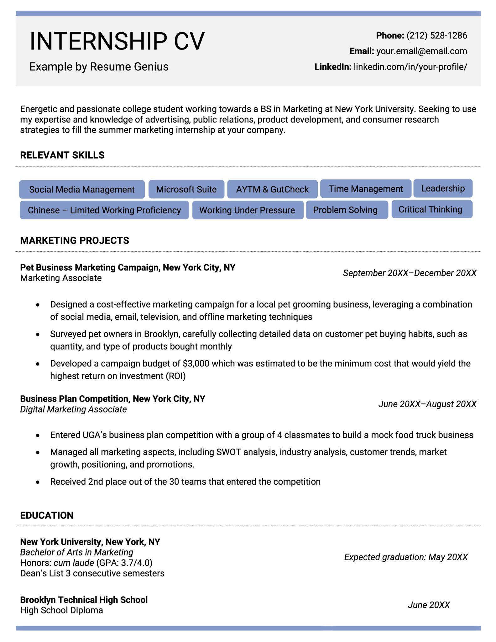 CV Examples For Students (With Fill-In Template & Tips)