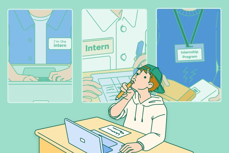 A person thinking about how to put an internship on their resume.