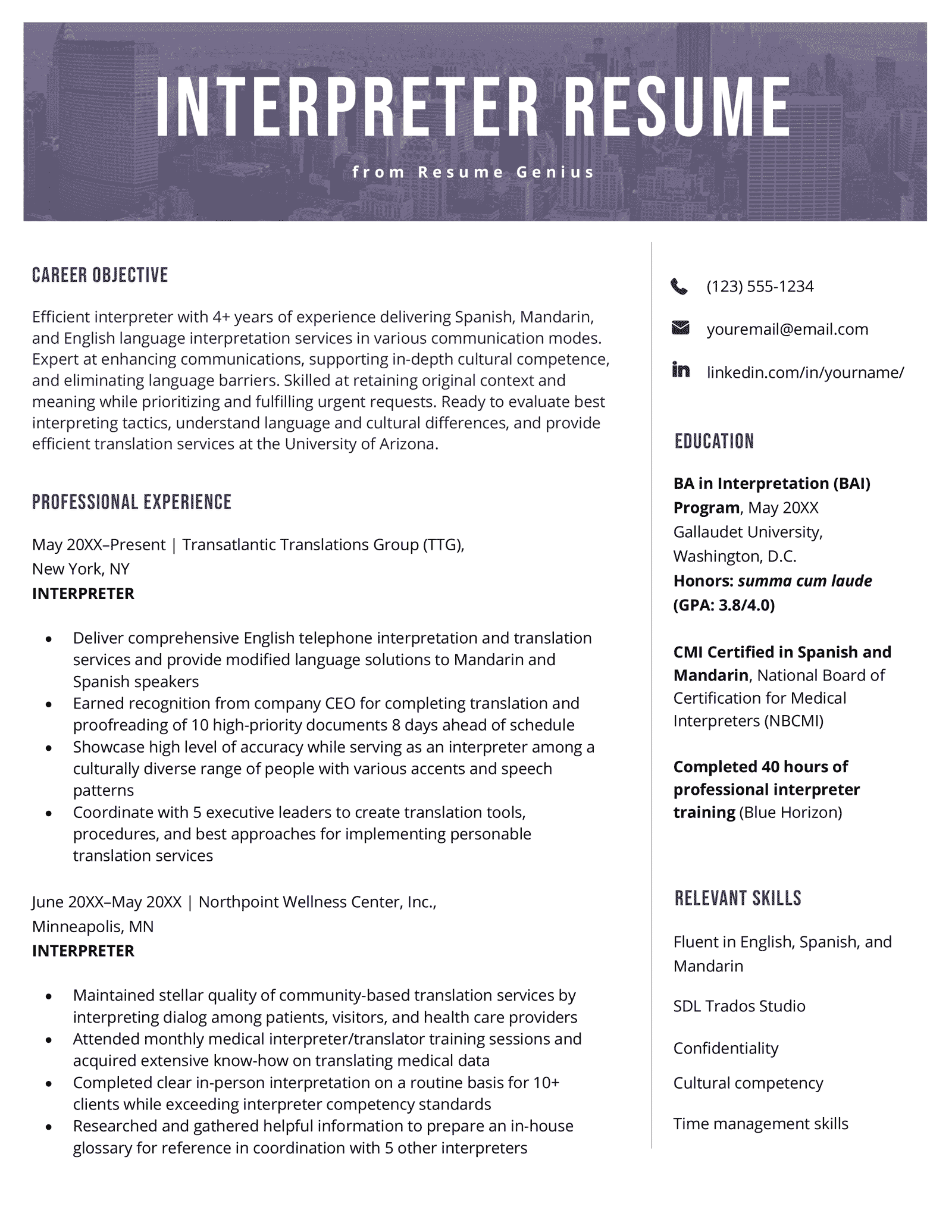 Interpreter Resume Sample & 21+ Skills to List