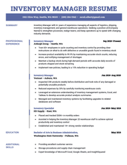 Inventory Manager Resume Example Free Download