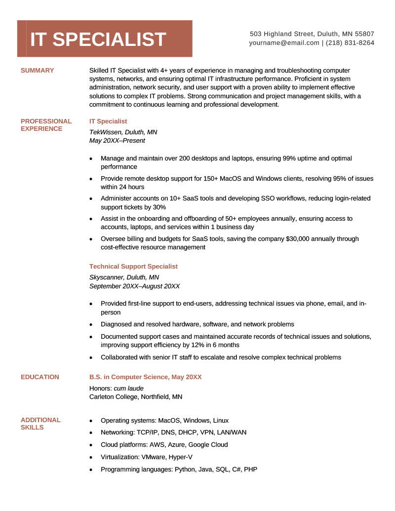 11 Information Technology (IT) Resume Examples for 2024