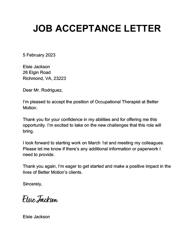 How to Write a Job Acceptance Letter (With Samples)