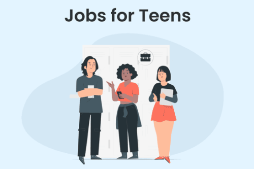 A group of teenagers discussing job opportunities