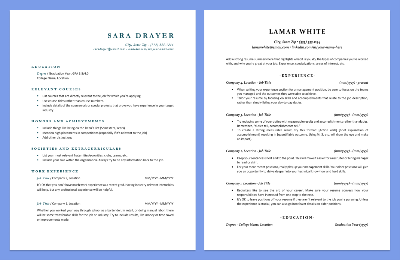 Two Jobscan resume templates on an orange background