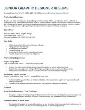 Junior graphic design resume example and template