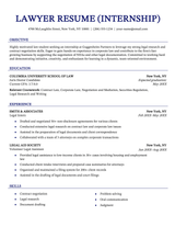 Junior lawyer resume example and template