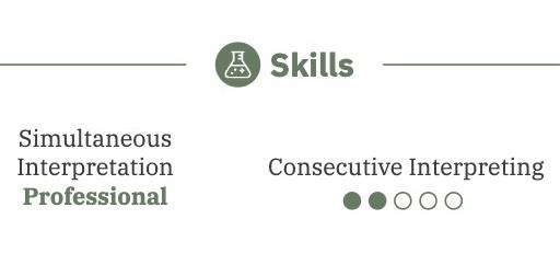 A screenshot of the Kickresume resume builder with skill levels under skills.