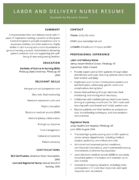 Labor And Delivery Nurse Resume Example And Skills   Labor And Delivery Nurse Resume Example 280x362 