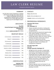 Law Clerk Resume Sample Template Free Download 