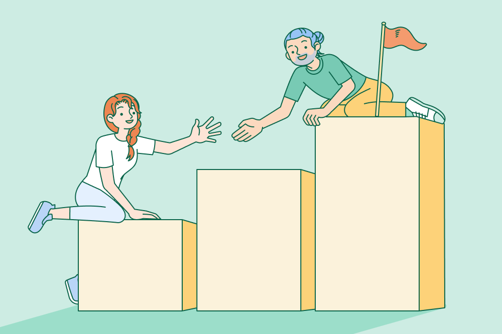 An image of two professionals demonstrating leadership skills