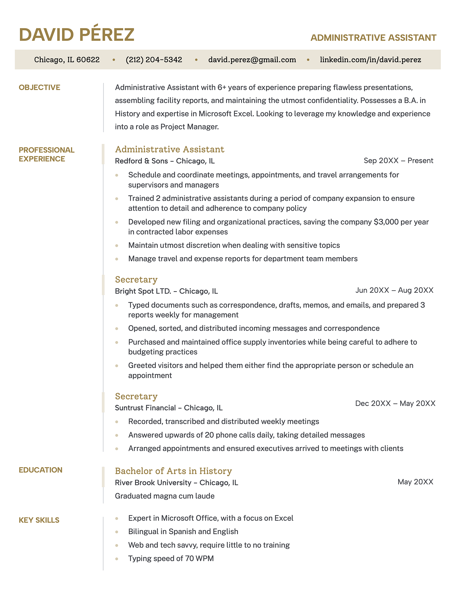 Legacy resume template in brown