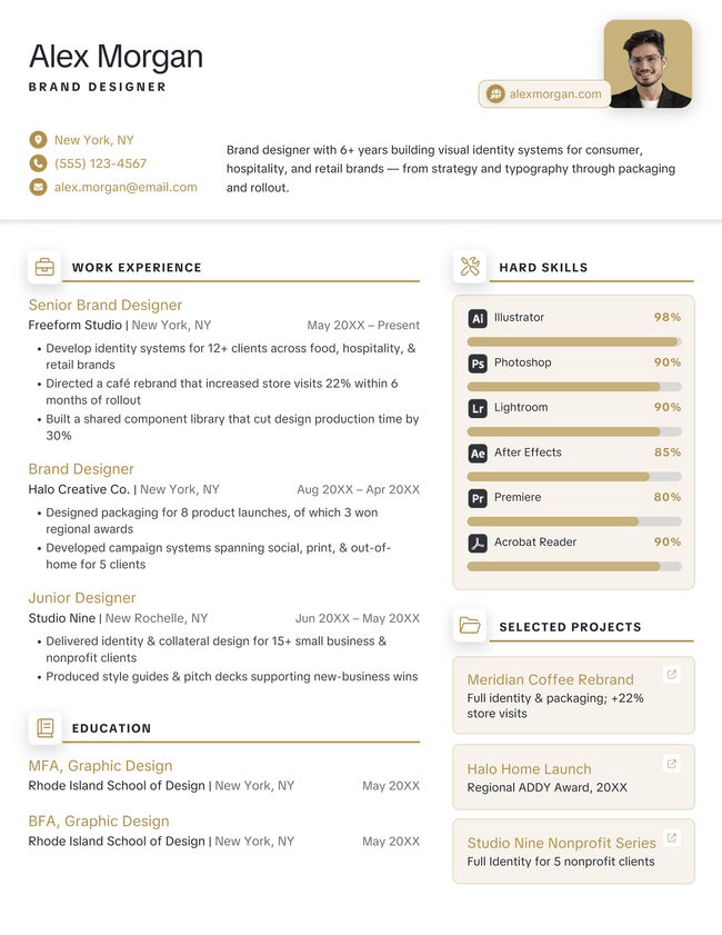 Legend infographic resume template in yellow
