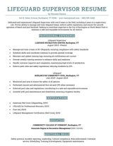 A lifeguard supervisor resume example.