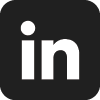A black and white LinkedIn "in" icon