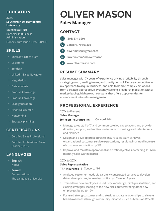 Magnate resume template in green