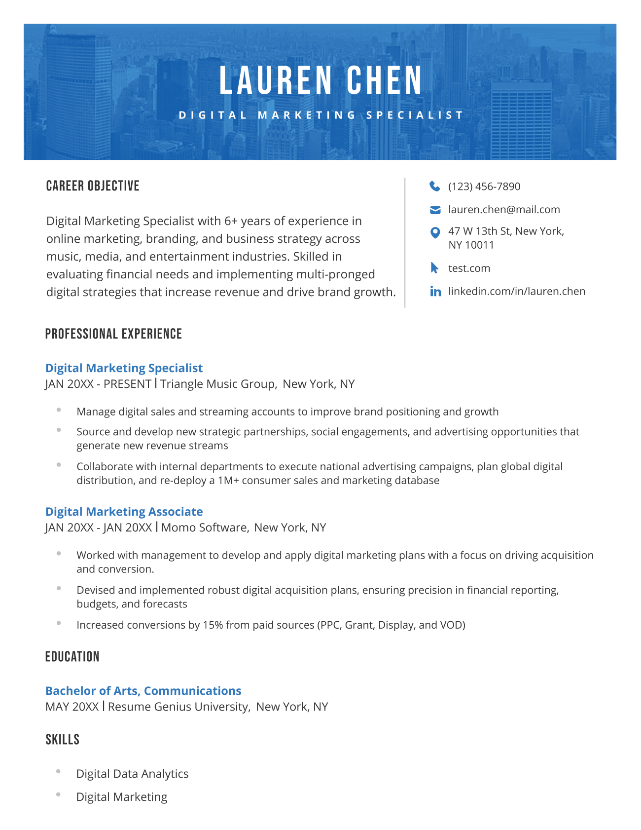 Majestic CV template in blue