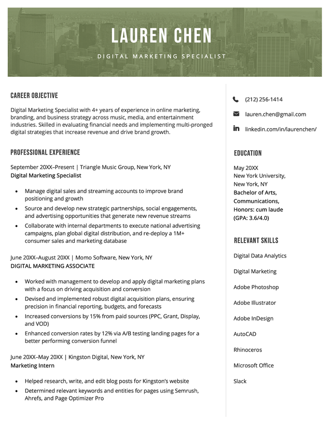 The Majestic PDF resume template.