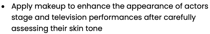 Examples of makeup artist skills