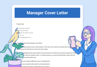Picture of a cover letter for a manager position.
