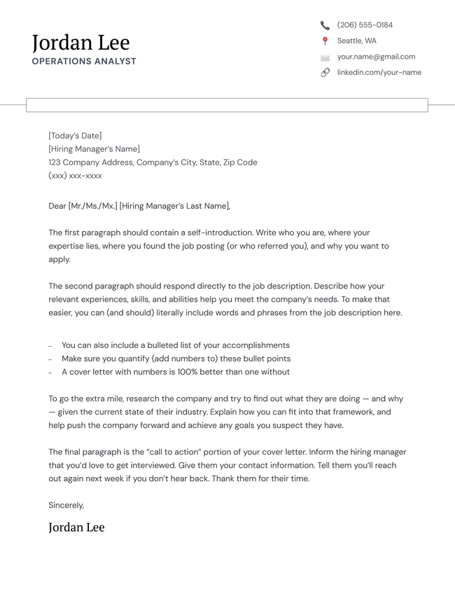 Mandalay cover letter template in black