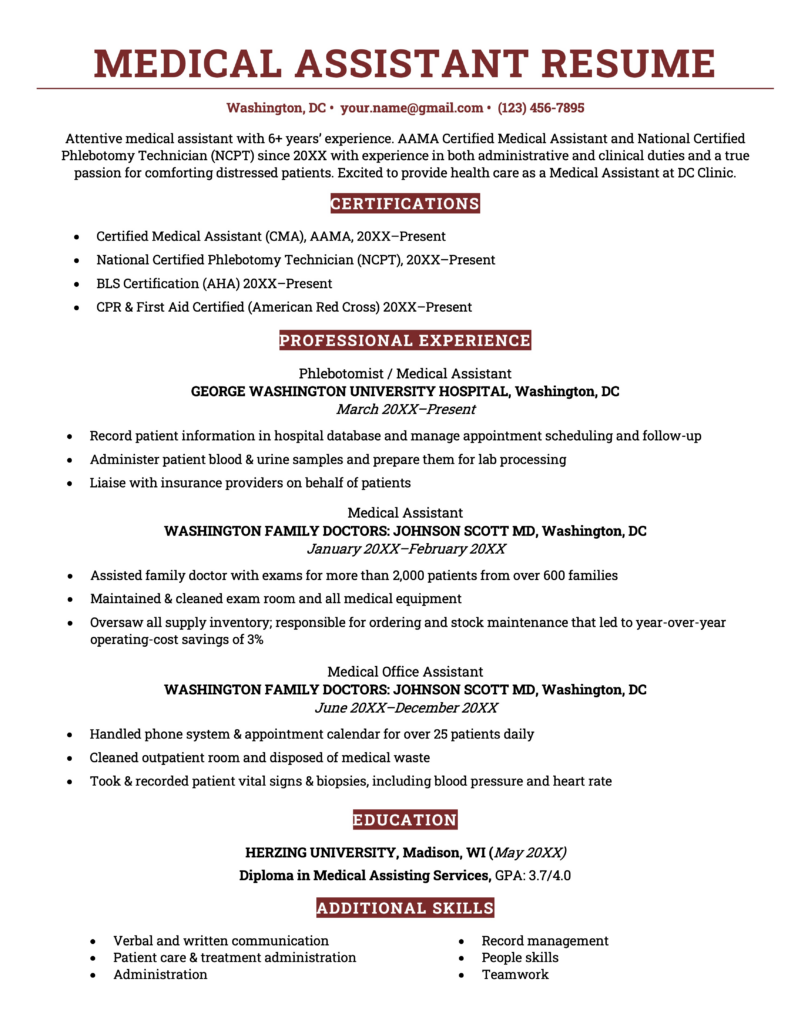 6 Medical Assistant Resume Examples - Medical Assistant Resume Example Template 791x1024