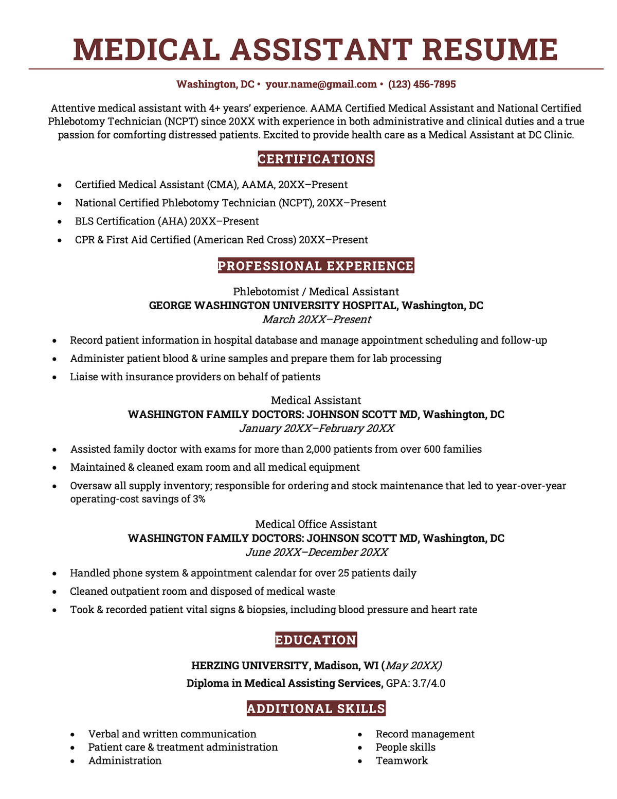 An image of a medical assistant resume example