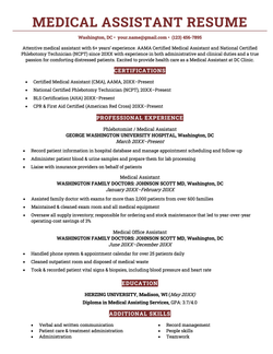 An image of a medical assistant resume example