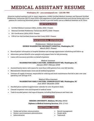 An image of a medical assistant resume example
