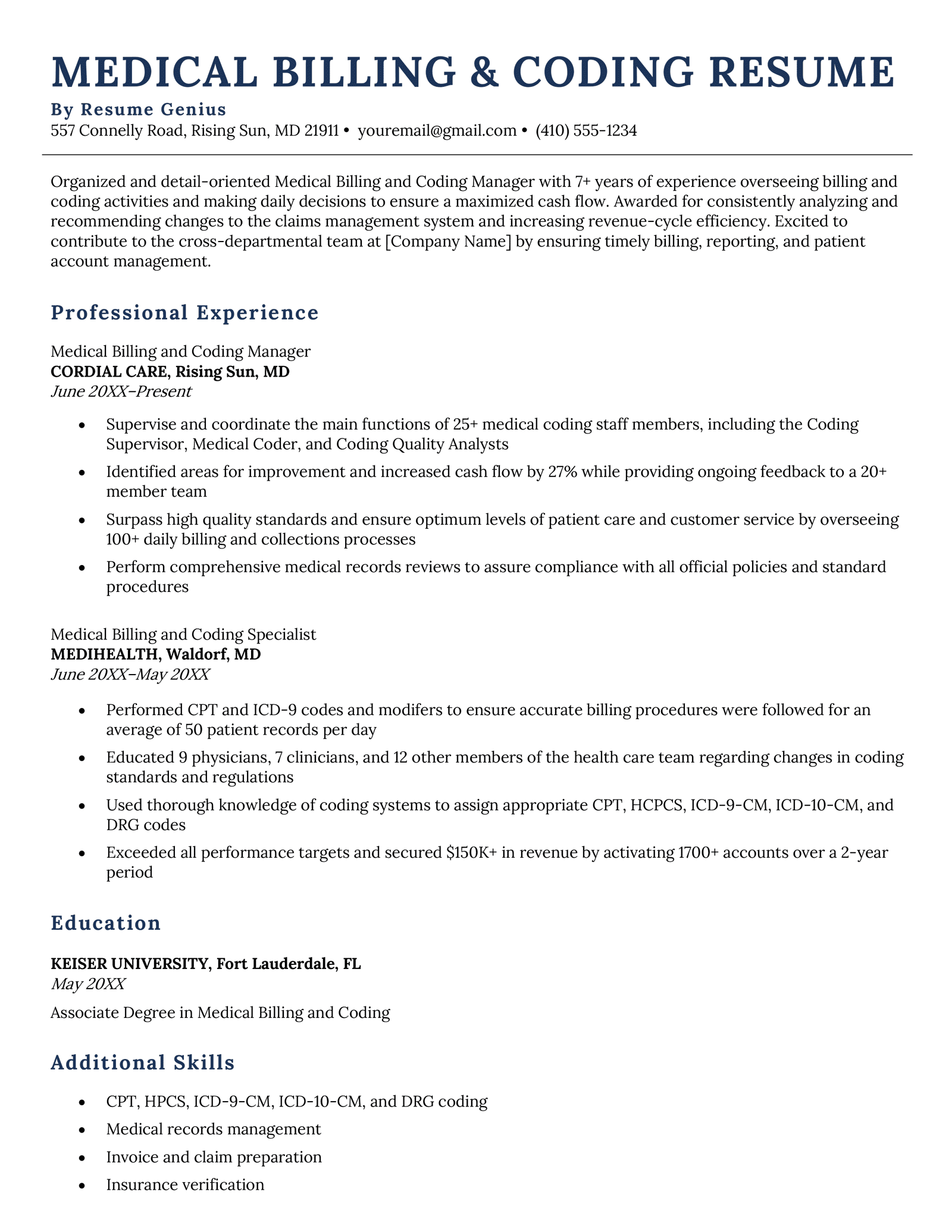 medical-billing-resume-objectives-sample