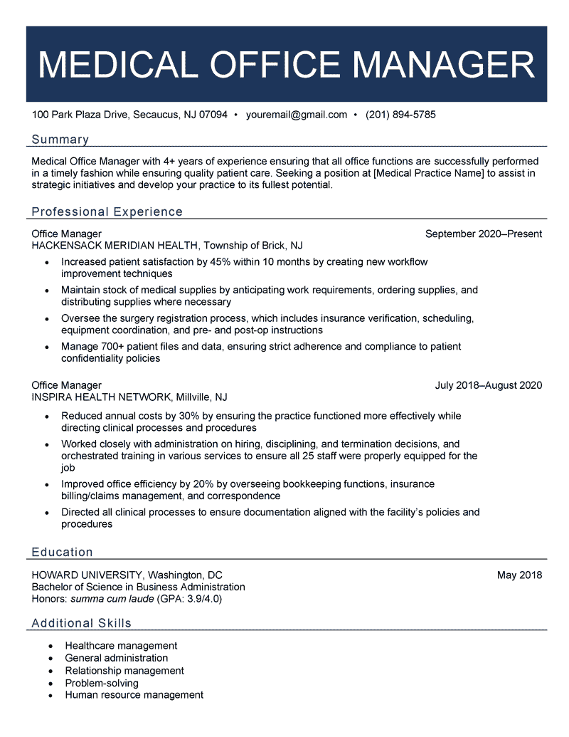 medical-office-manager-resume-sample