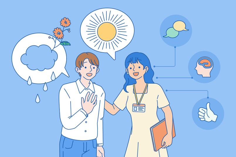 A hiring manager speaking to a job seeker about mental health topics