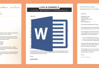 An example of some cover letter templates available for free with Microsoft Word