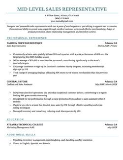 A fantastic example of a strong mid-level sales resume.
